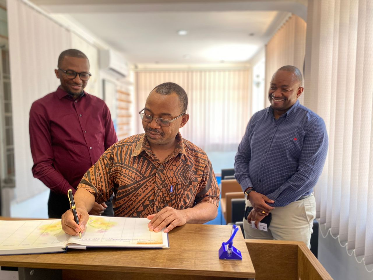 Ambassador Dr. Mahadhi J. Maalim during a courtesy visit to Aerolink Solutions