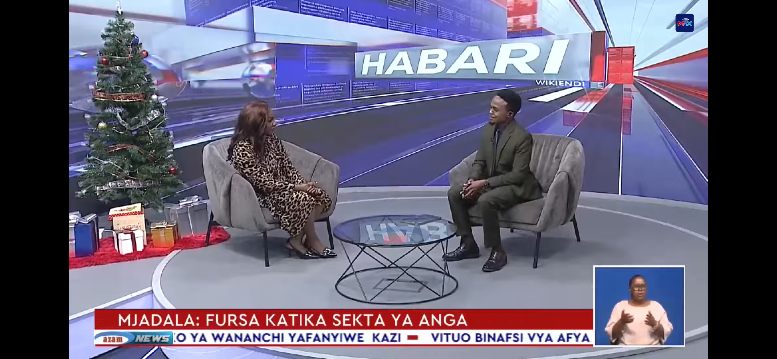 Aerolink Solutions representative during a media engagement with Azam TV